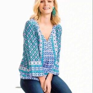 NWT Southern Tide Evelyn Top - Tropical Palm Green